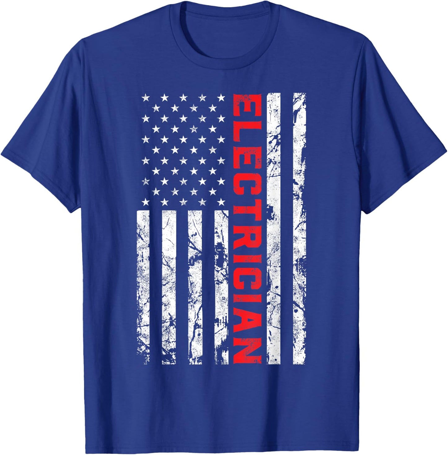 Electrician Patriotic American flag electrician father day T-Shirt - T-Shirt | Royal
