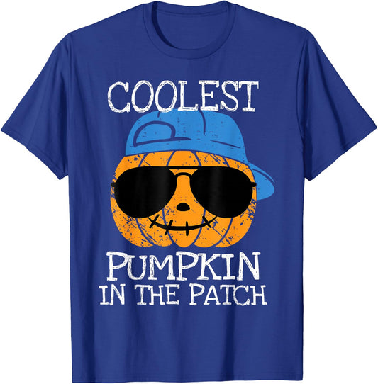Coolest Pumpkin In The Patch Halloween Boys Girls Teen Kids T-Shirt - T-Shirt | Royal