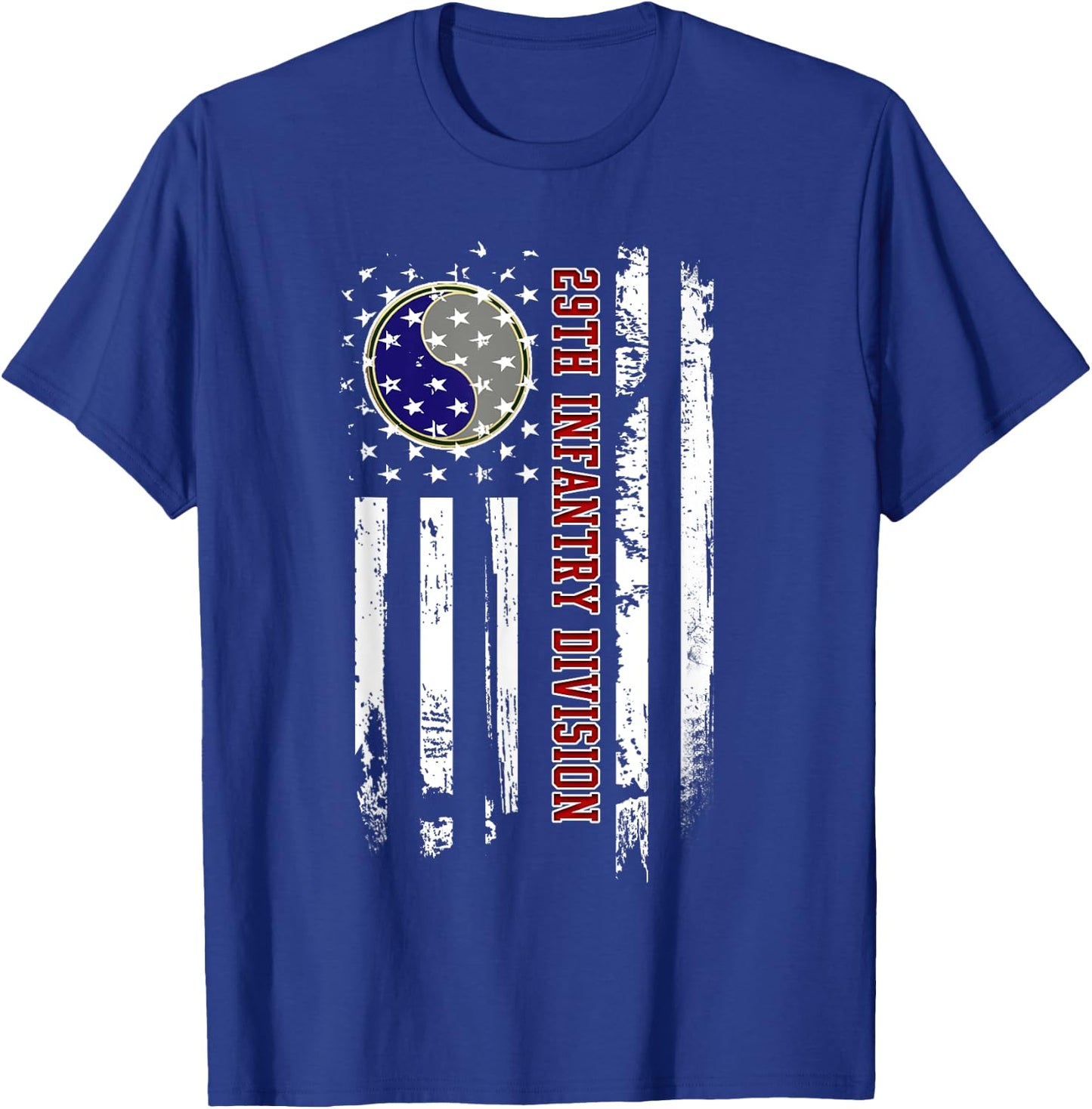 29th Infantry Division Veteran USA Flag Veterans Day Xmas Women Men T-Shirt - T-Shirt | Royal