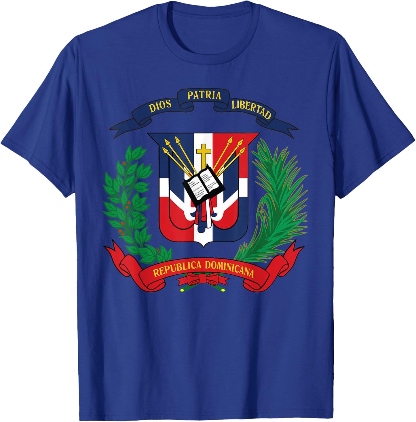 Dominican Republic National Emblem Flag T-Shirt - T-Shirt | Royal