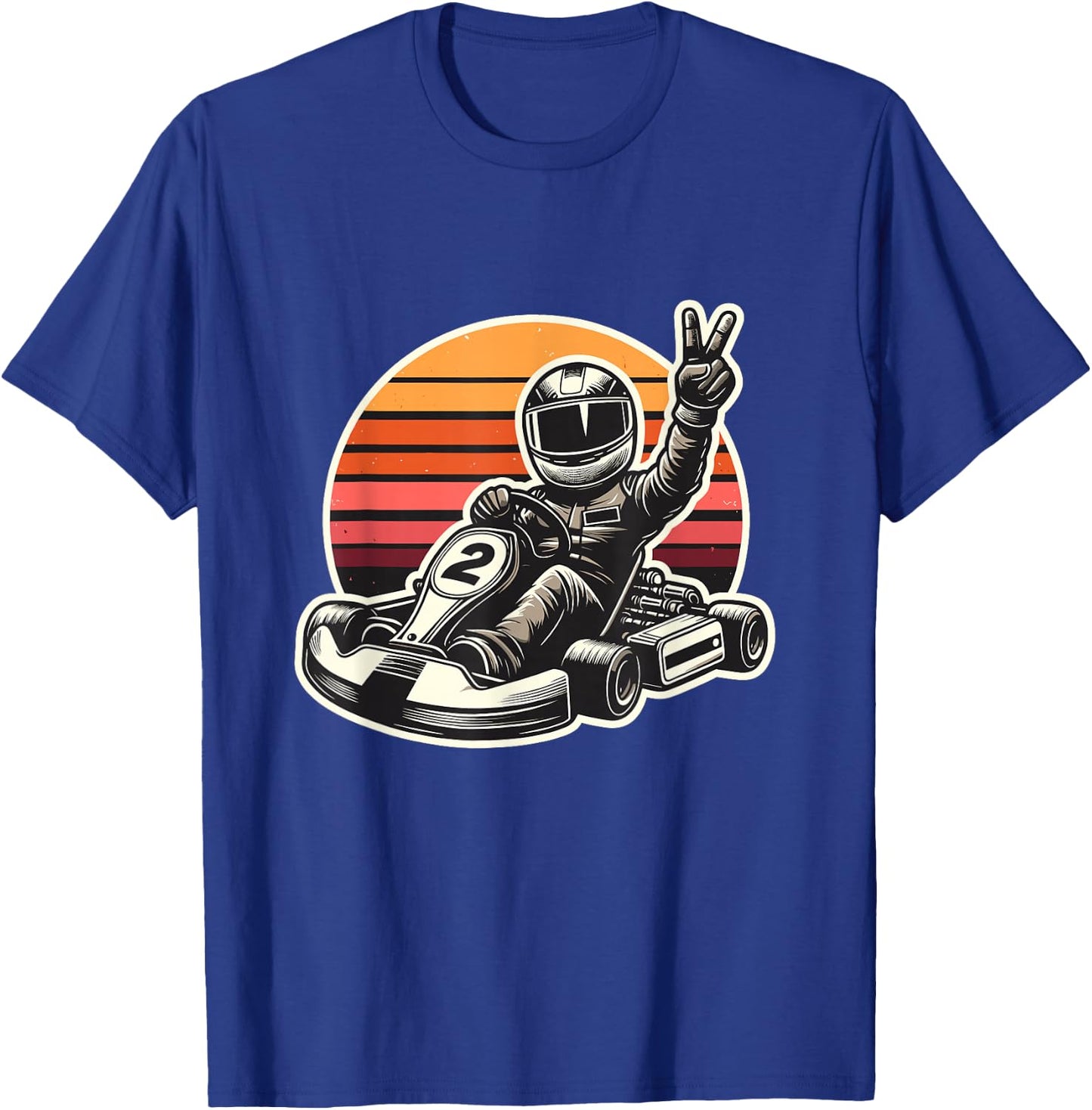 Funny Retro Sunset Karting Go Kart Racing T-Shirt - T-Shirt | Royal