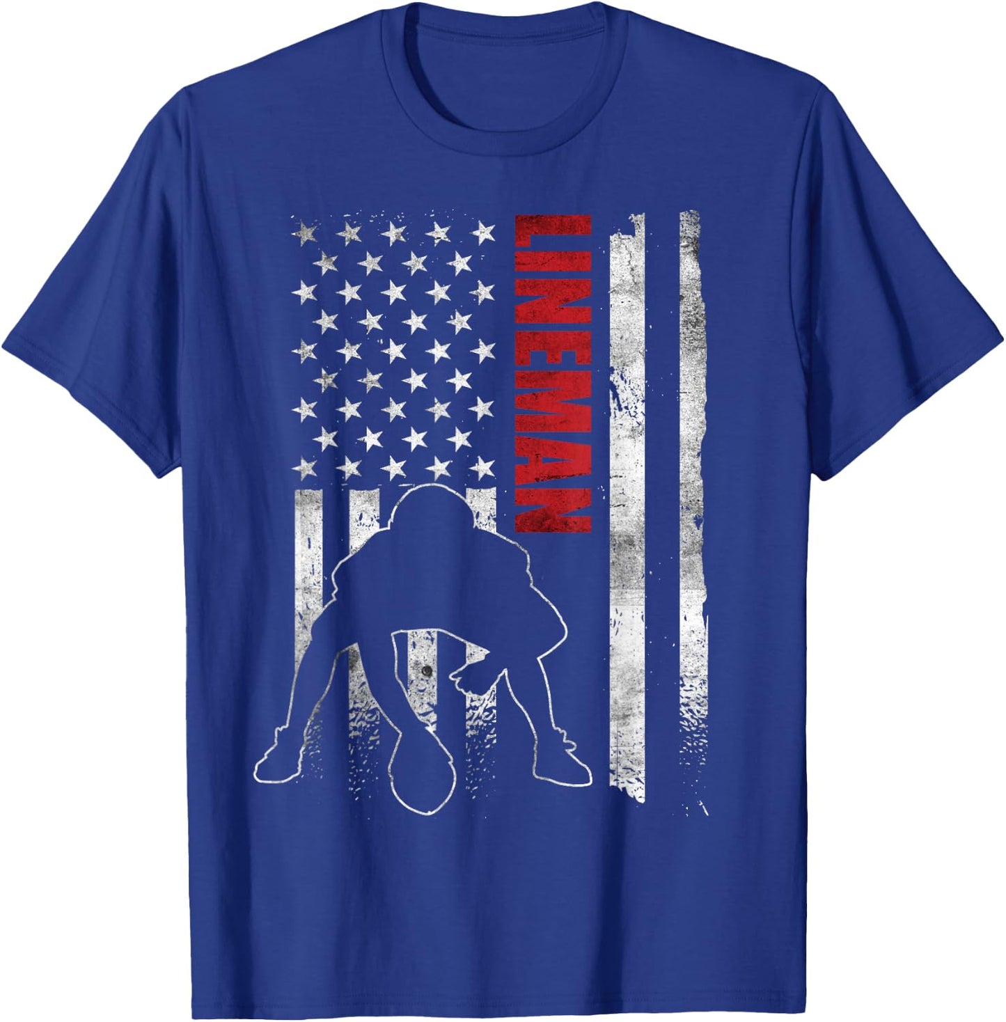 American Football Lineman Offensive Player Apparel US Flag T-Shirt - T-Shirt | Royal