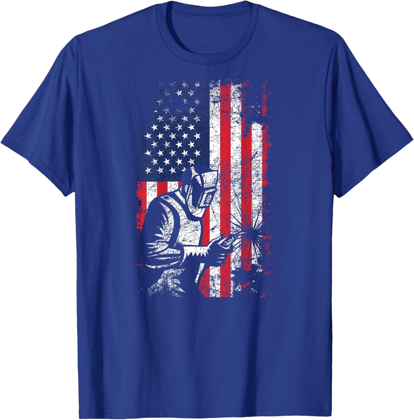 Welding American Flag Welder Fathers Day Design On Back Women Kids Men T-Shirt - T-Shirt | Royal