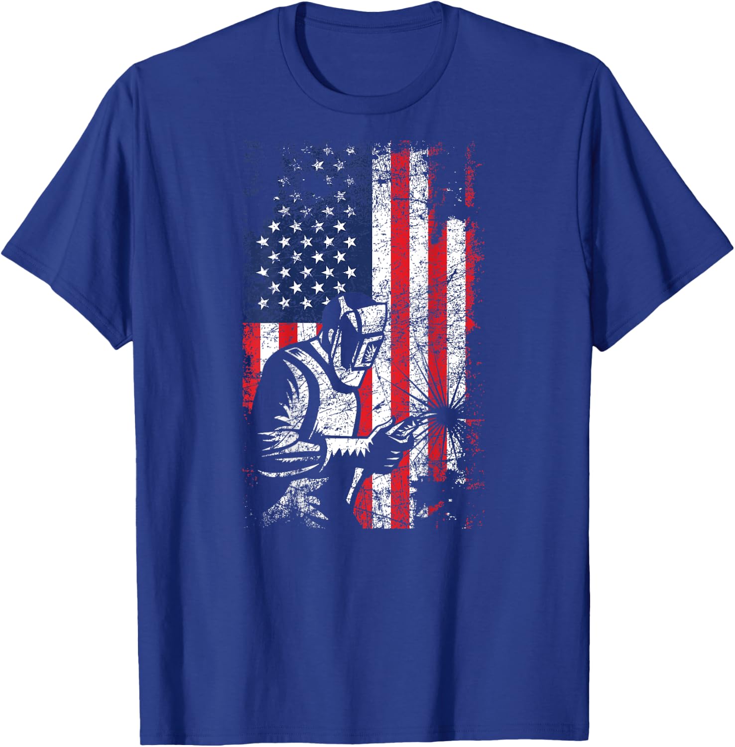 Welding American Flag Welder Fathers Day Design On Back Women Kids Men T-Shirt - T-Shirt | Royal