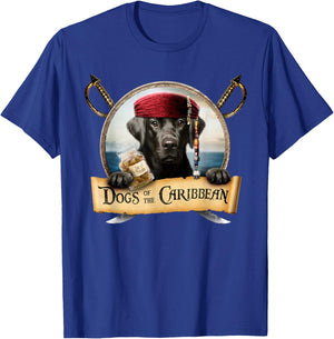 Dogs of the Caribbean - Cute Black Labrador Pirate T-Shirt - T-Shirt | Royal