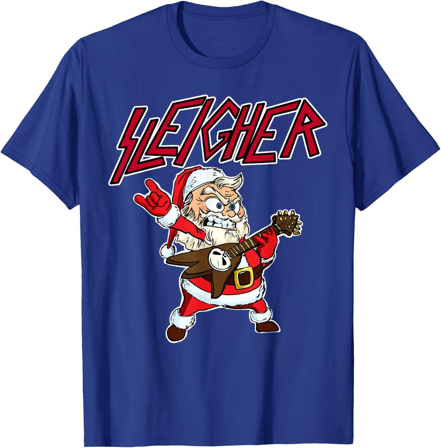 Sleigher Santa Claus Metal Christmas funny Hail Santa T-Shirt - T-Shirt | Royal