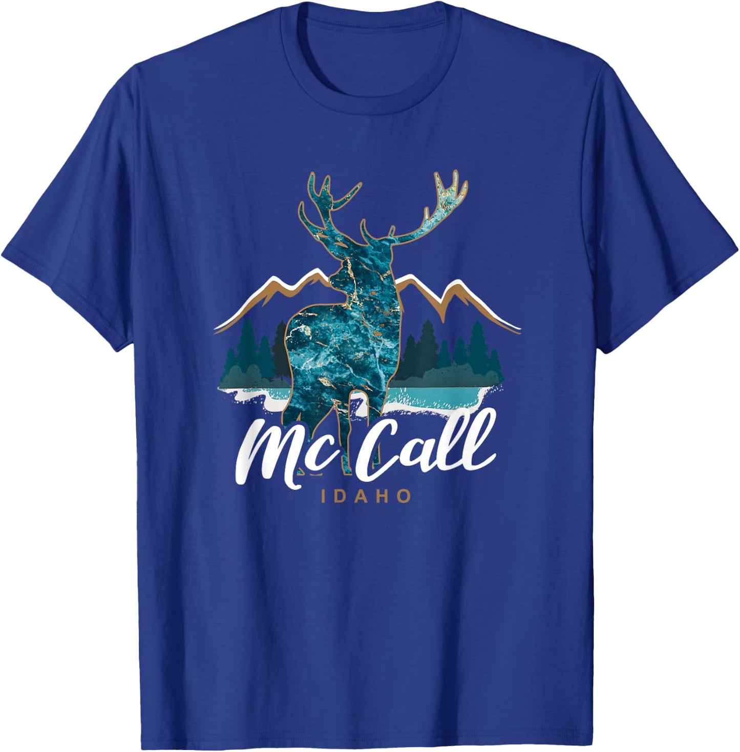 McCall Idaho ID USA Elk Mountains Payette Lake Resort Town T-Shirt - T-Shirt | Royal