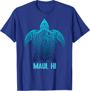 Maui Hawaii Sea Turtle Hawaiian Surfer Diving T-Shirt - T-Shirt | Royal