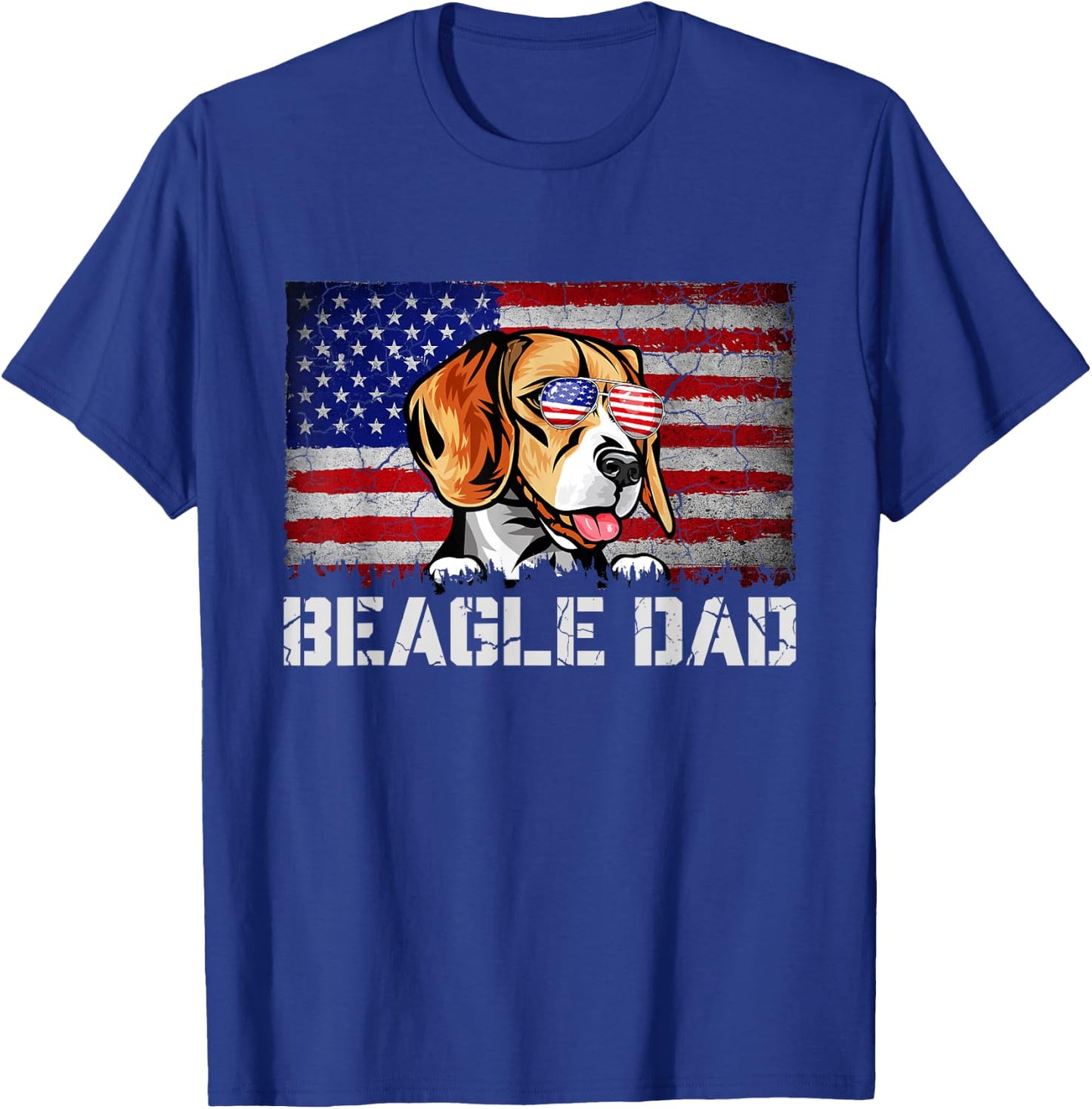 Patriotic Beagle Dad American Flag 4th Of July Men T-Shirt - T-Shirt | Royal