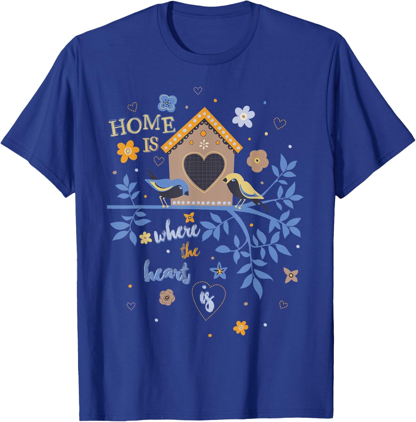Home is Where The Heart is Vintage Art Graphic Women Girls T-Shirt - T-Shirt | Royal