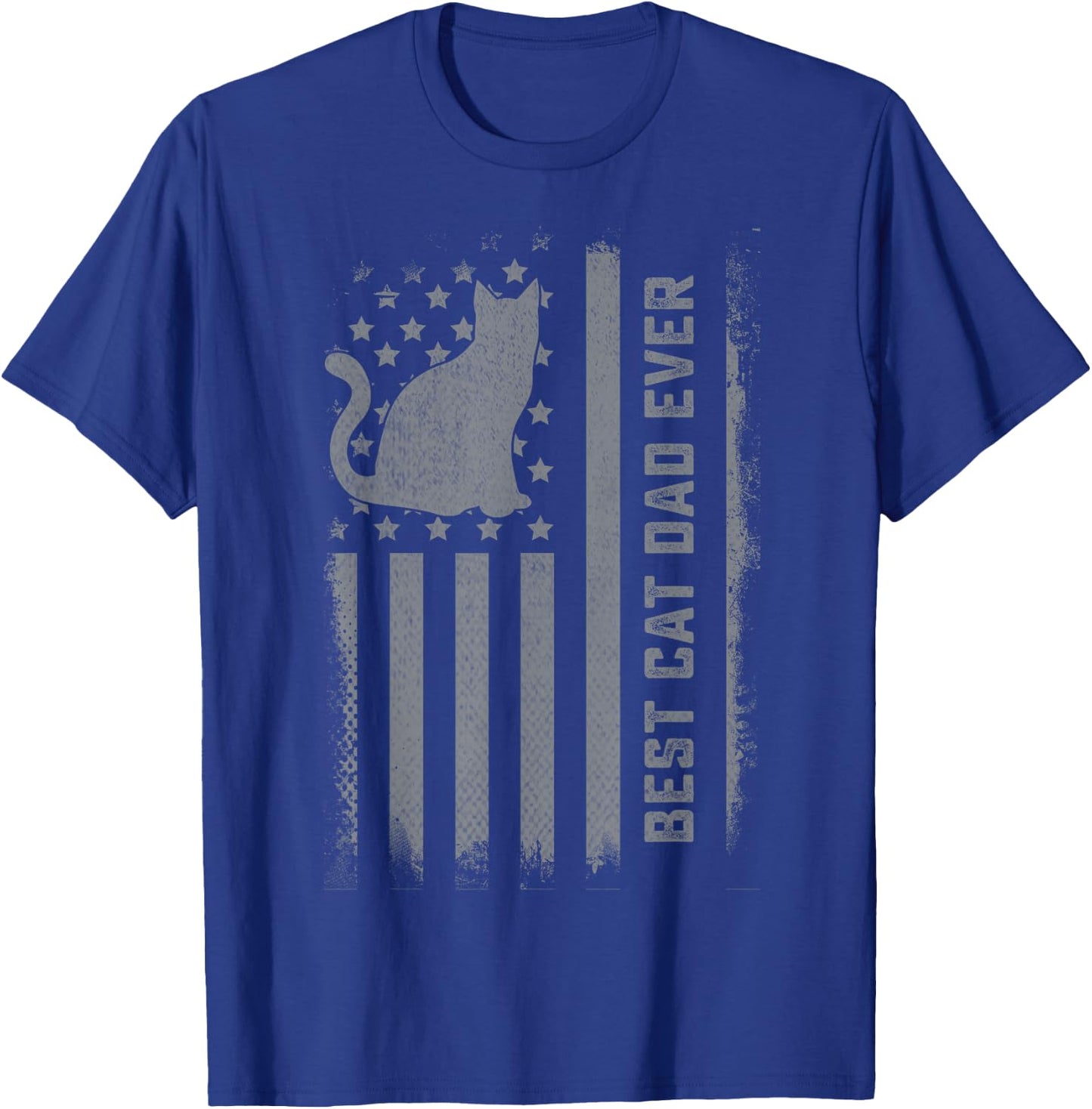 Men's Cat Dad US Flag Kitty Daddy Dad Christmas Fathers Day T-Shirt - T-Shirt | Royal