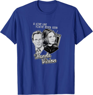 Marvel WandaVision Wand & Vision Love Like You've Never Seen T-Shirt - T-Shirt | Royal