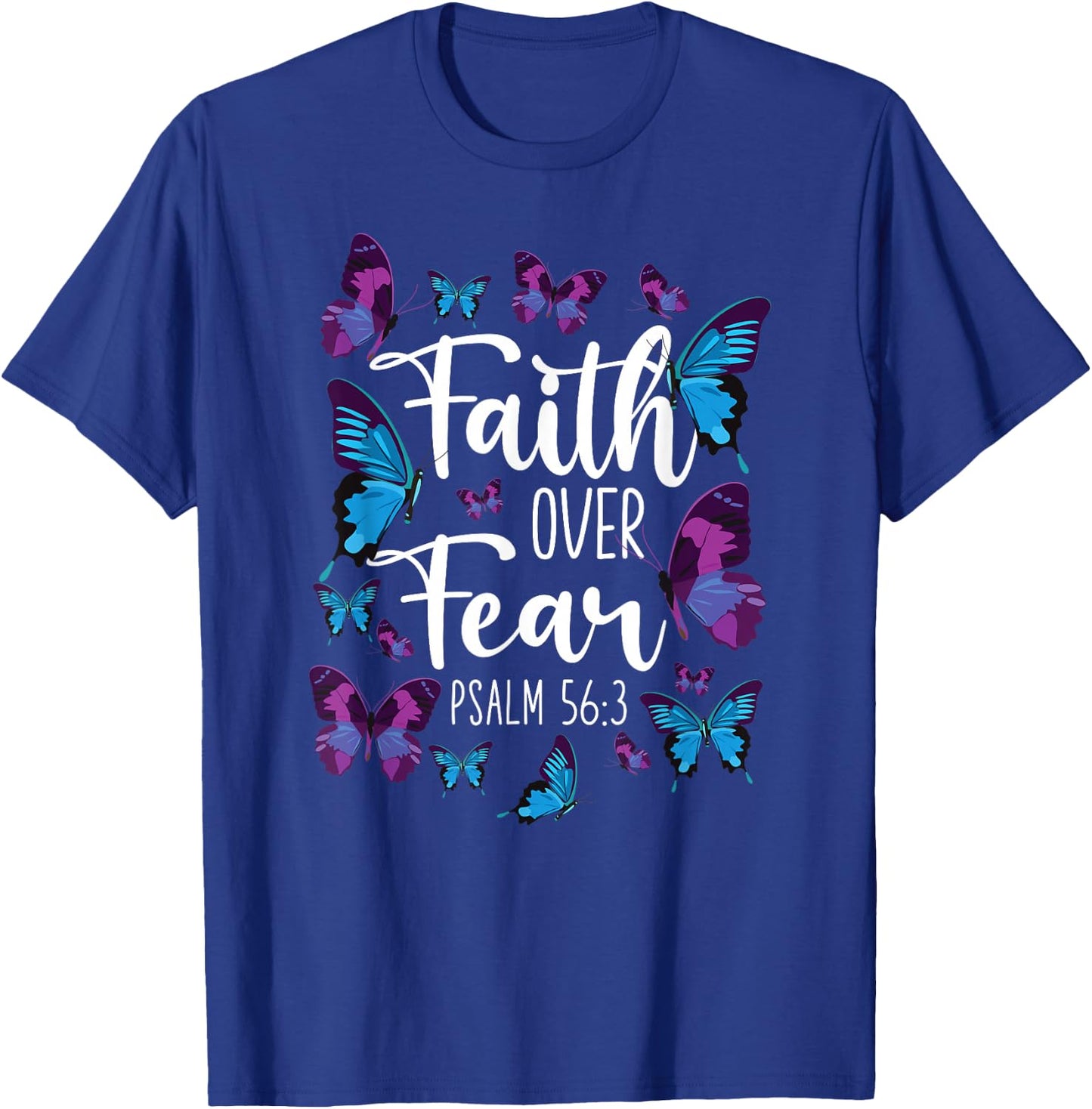 Christian Bible Verse Quote Butterfly Psalm 56:3 T-Shirt - T-Shirt | Royal