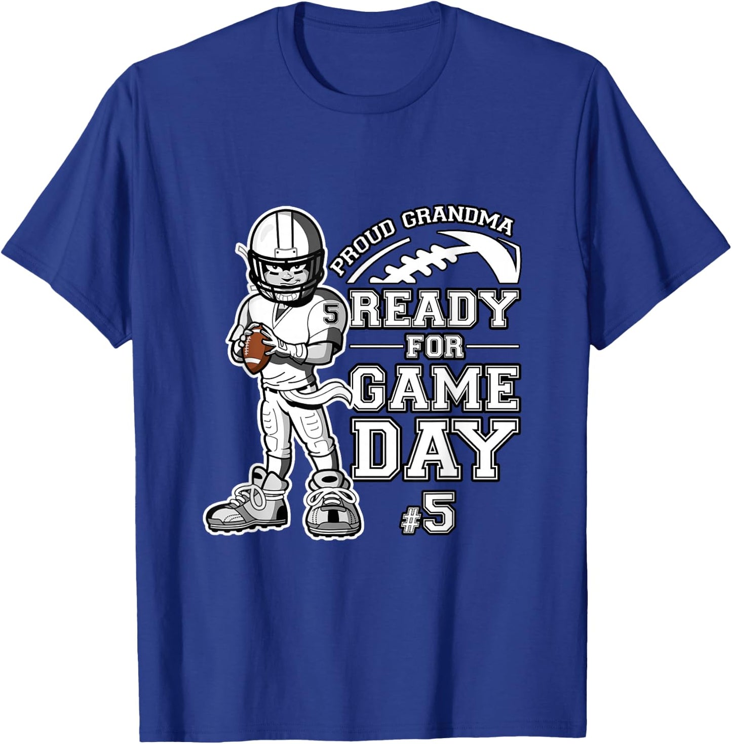 Custom Proud Football Grandma Number 5 Personalized Women T-Shirt - T-Shirt | Royal