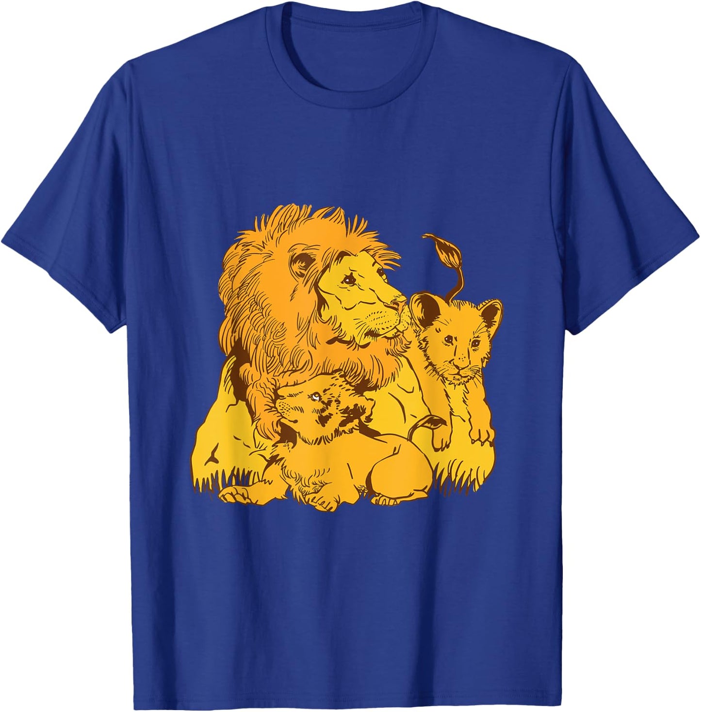 Proud Dad Lion with Cubs Lion Papa for Father's Day T-Shirt - T-Shirt | Royal