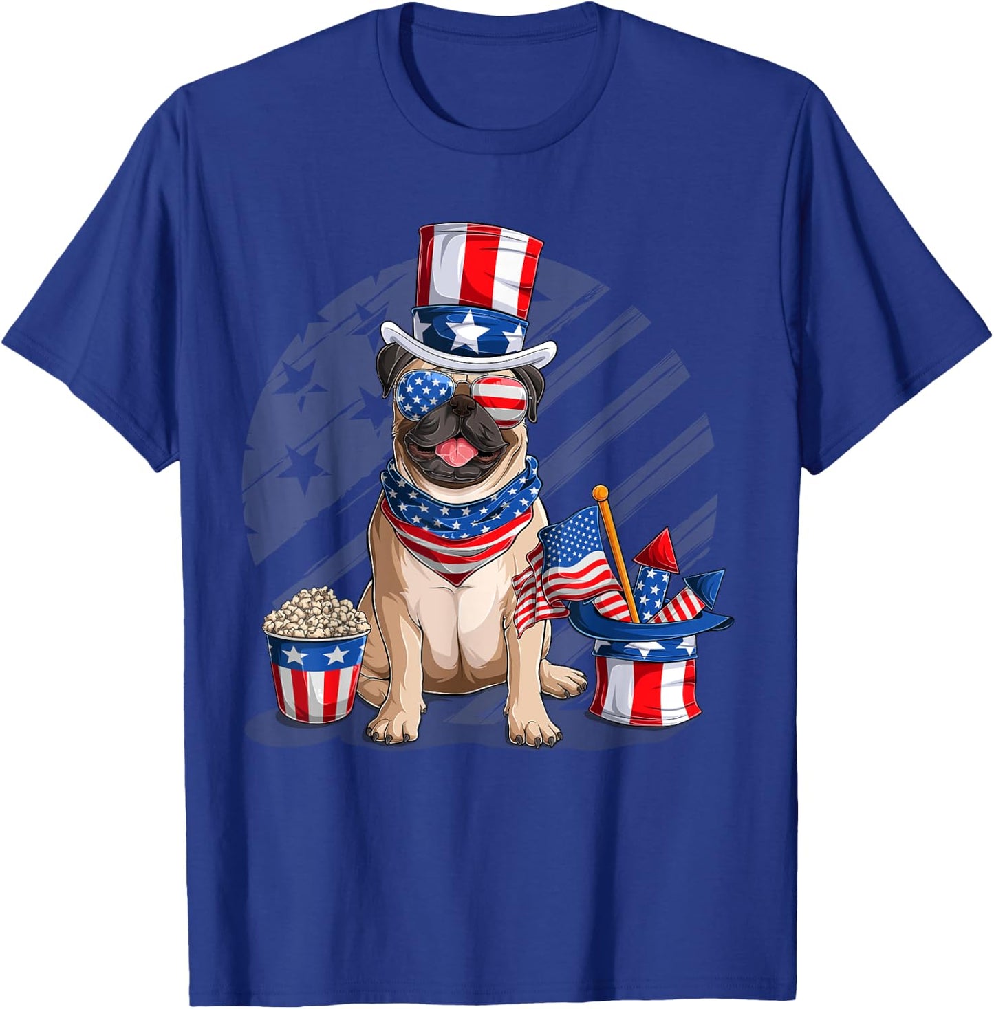 American Flag Pug 4th July Independence Day T Kids Men T-Shirt - T-Shirt | Royal