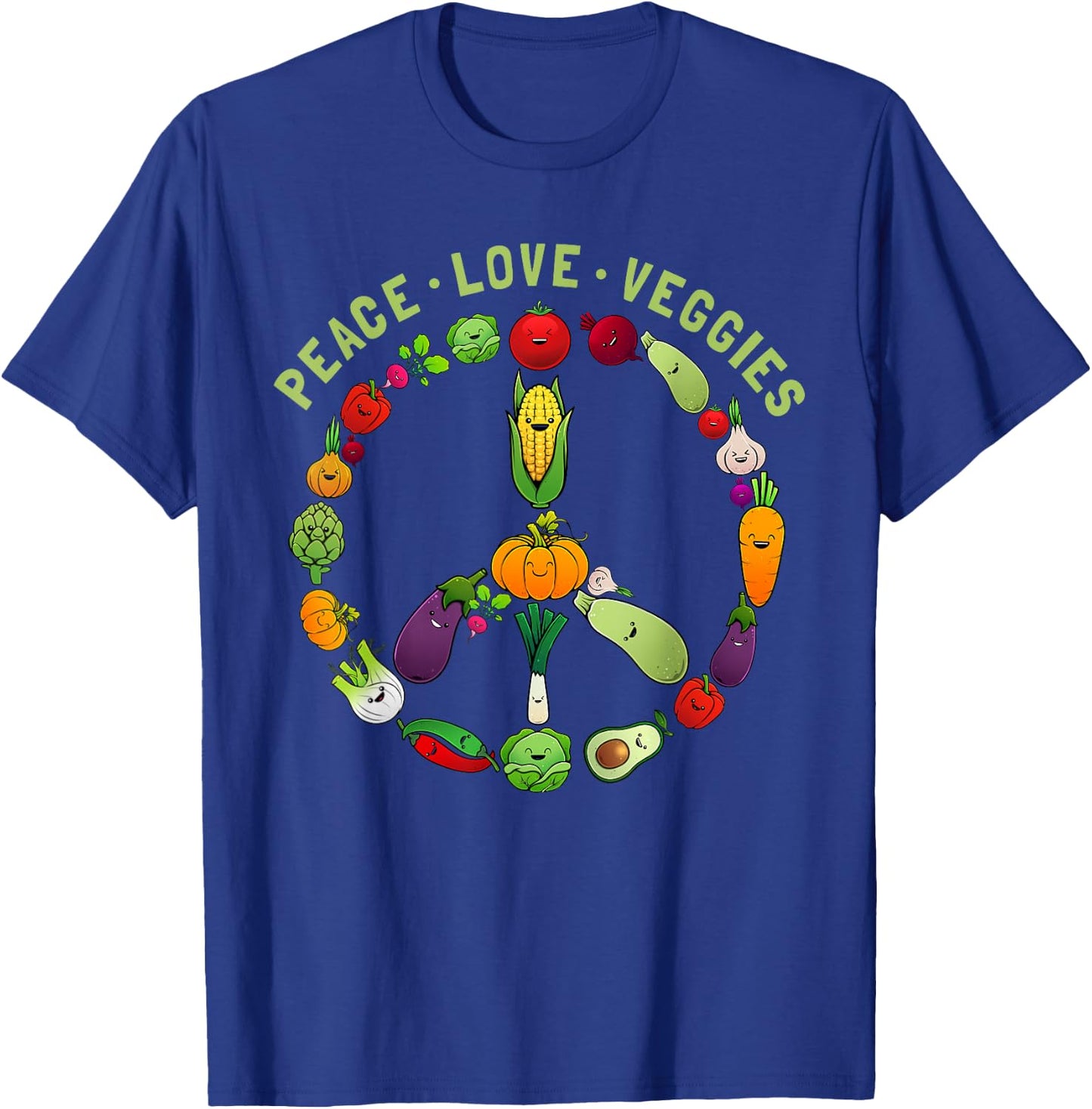 Funny Veggie Art Men Vegan Food Vegetables Themed T-Shirt - T-Shirt | Royal