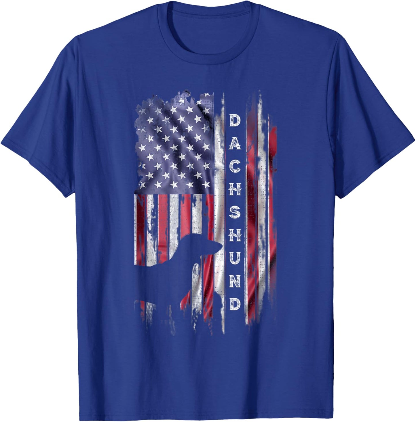 Vintage American Flag Dachshund Dog Wiener Lover Silhouette Kids Men T-Shirt - T-Shirt | Royal