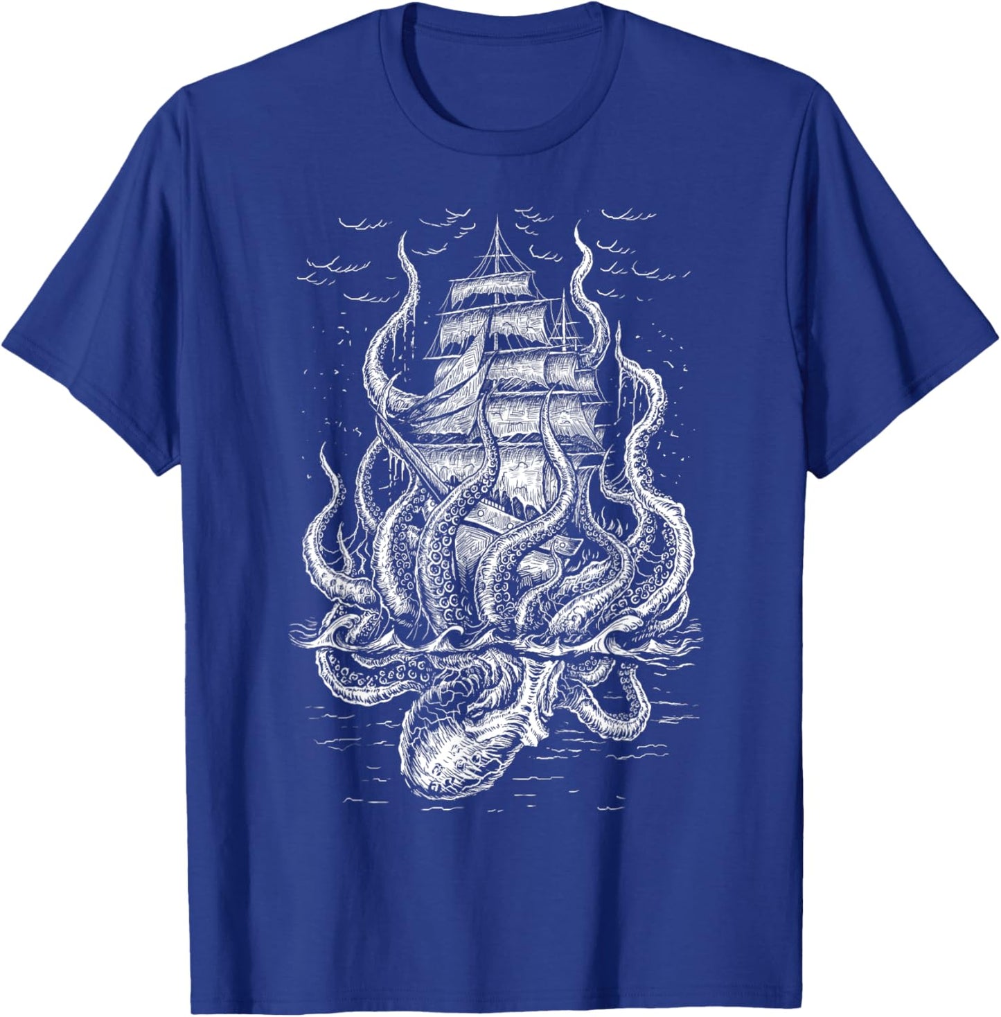Call of the Kraken - Octopus with Pirateship T-Shirt - T-Shirt | Royal