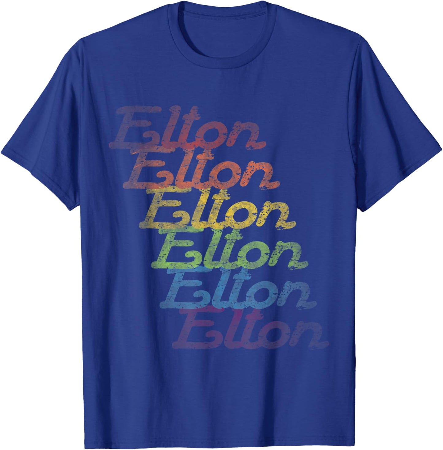 Elton First Name Rainbow Retro Style - Men Boys Named Elton T-Shirt - T-Shirt | Royal