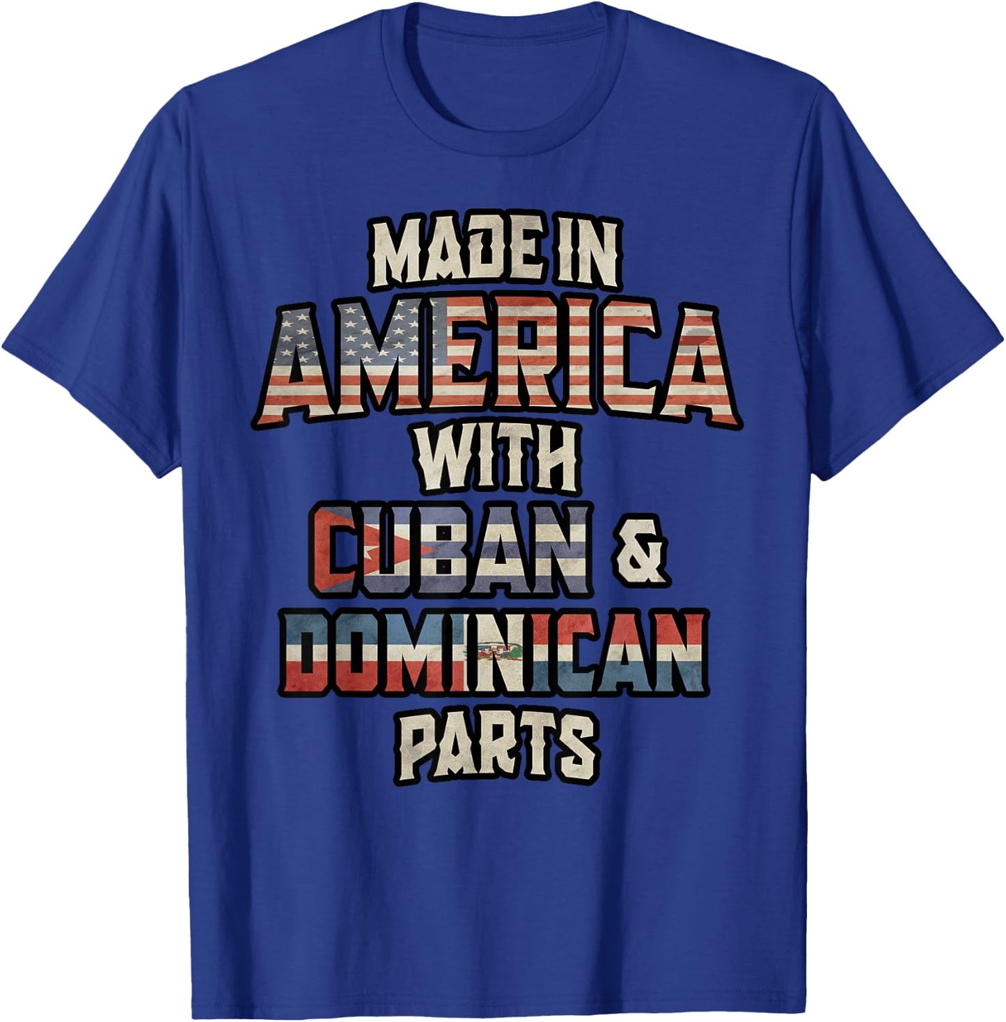 Dominican And Cuban Made In America Mix DNA Heritage Vintage T-Shirt - T-Shirt | Royal