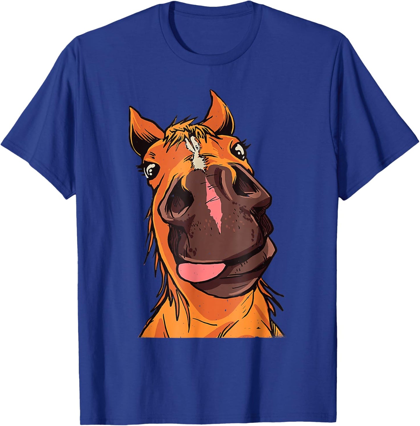 Funny Horse Face Close Up Rider Horse Riding T-Shirt - T-Shirt | Royal