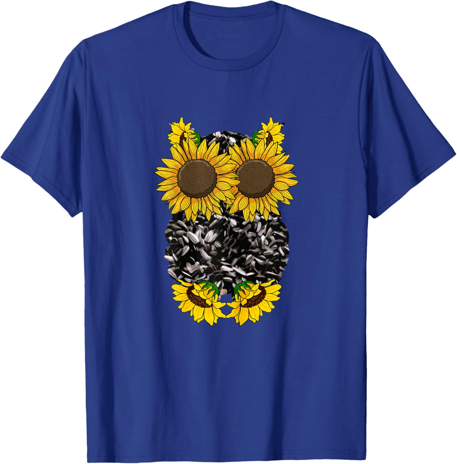 Sunflower Owl Cute Nocturnal Animal Floral Bird Lover Gift T-Shirt - T-Shirt | Royal