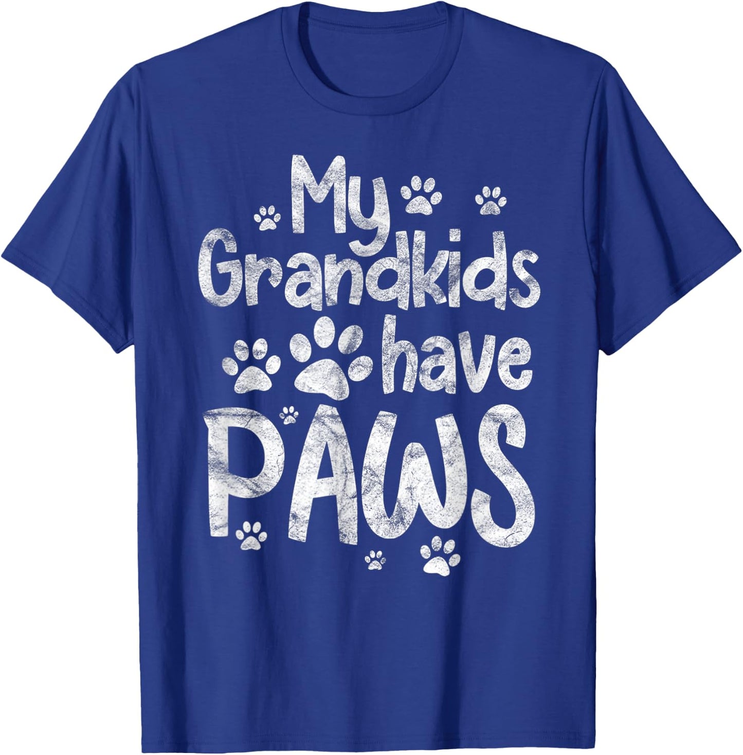 My Grandkids Have Paws Funny Dog Cat Grandma Grandmother T-Shirt - T-Shirt | Royal