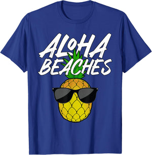 Funny Aloha Beaches Designs Women Pineapple Hawaiian T-Shirt - T-Shirt | Royal