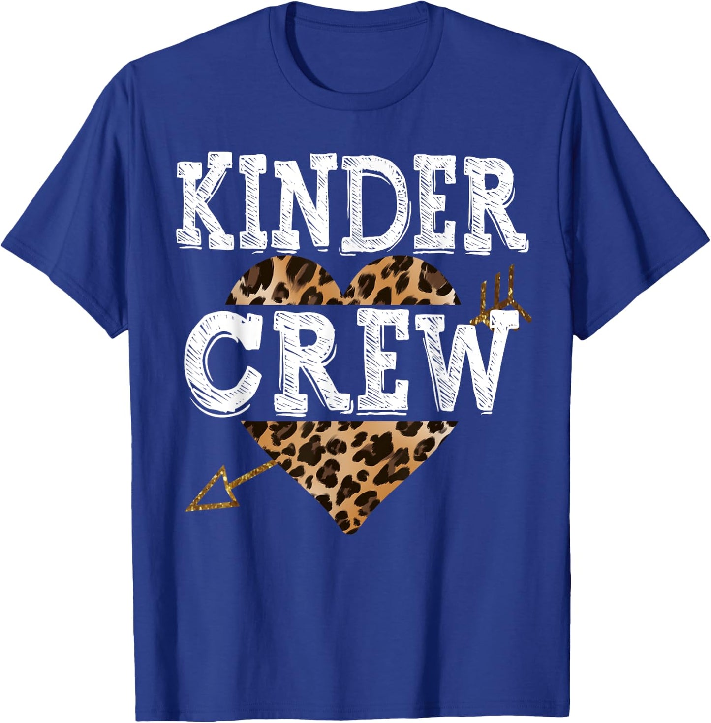 Leopard Kinder Crew Kindergarten Teacher 1st Day of School Men Women Girls Kids T-Shirt - T-Shirt | Royal