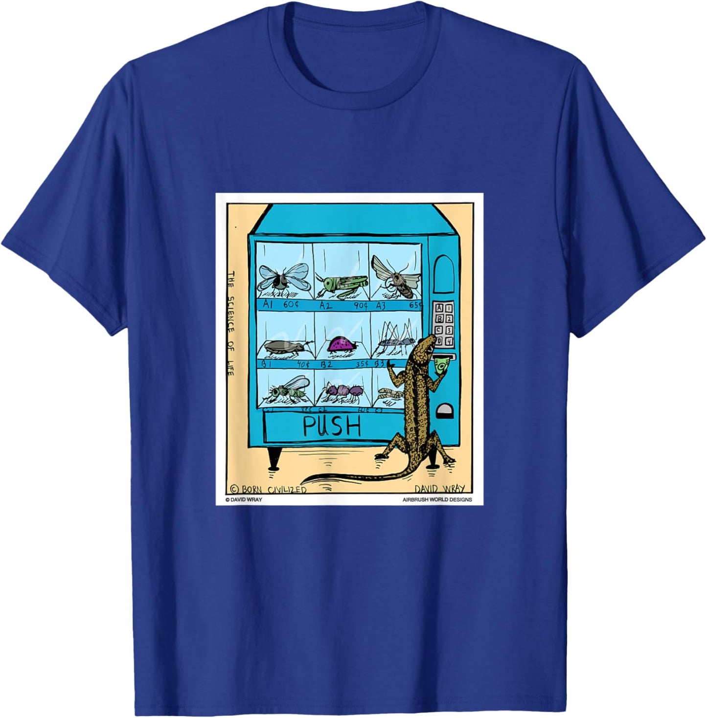 Lizard Using Insect Vending Machine Funny Reptile Gift T-Shirt - T-Shirt | Royal