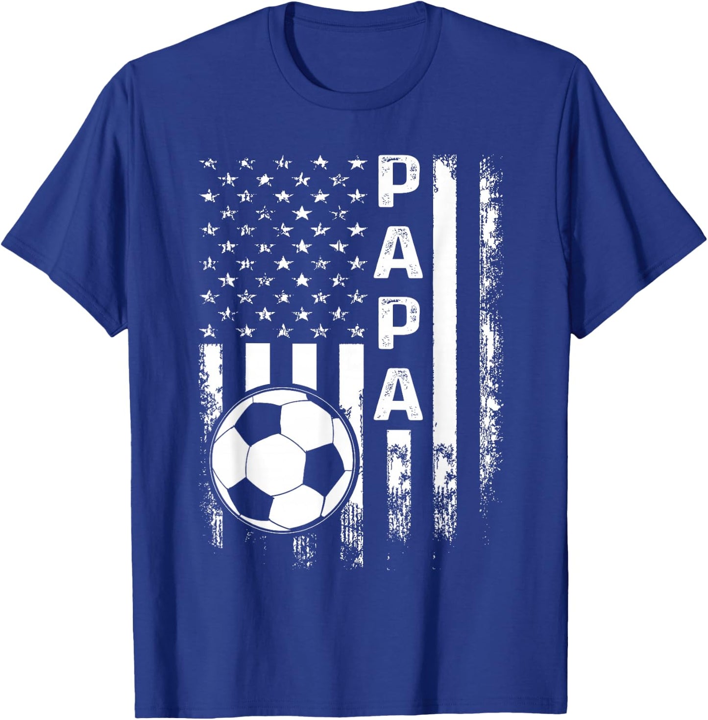 Soccer Papa American Flag Vintage Christmas Xmas T-Shirt - T-Shirt | Royal