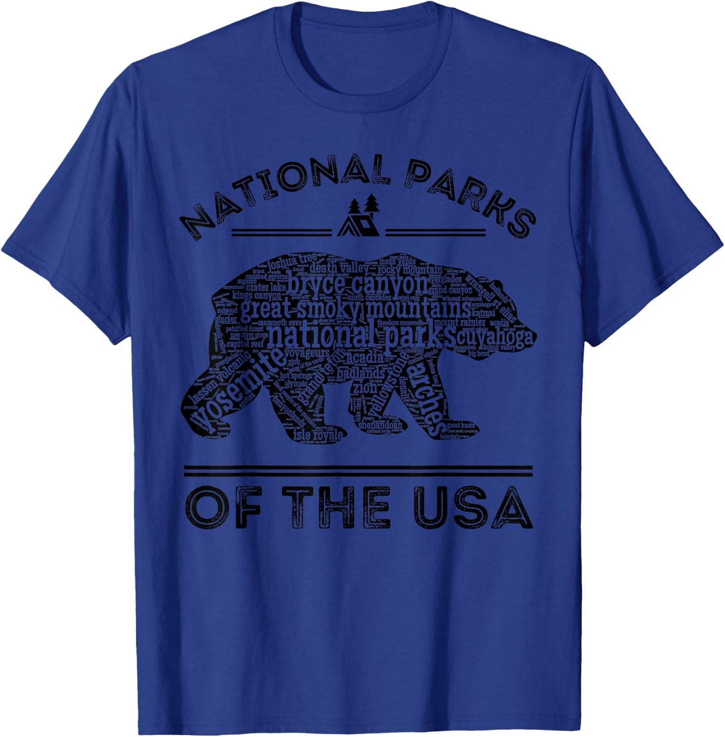 National Parks Bear Hiking Travel Camping Outdoors Retro USA Small T-Shirt - T-Shirt | Royal