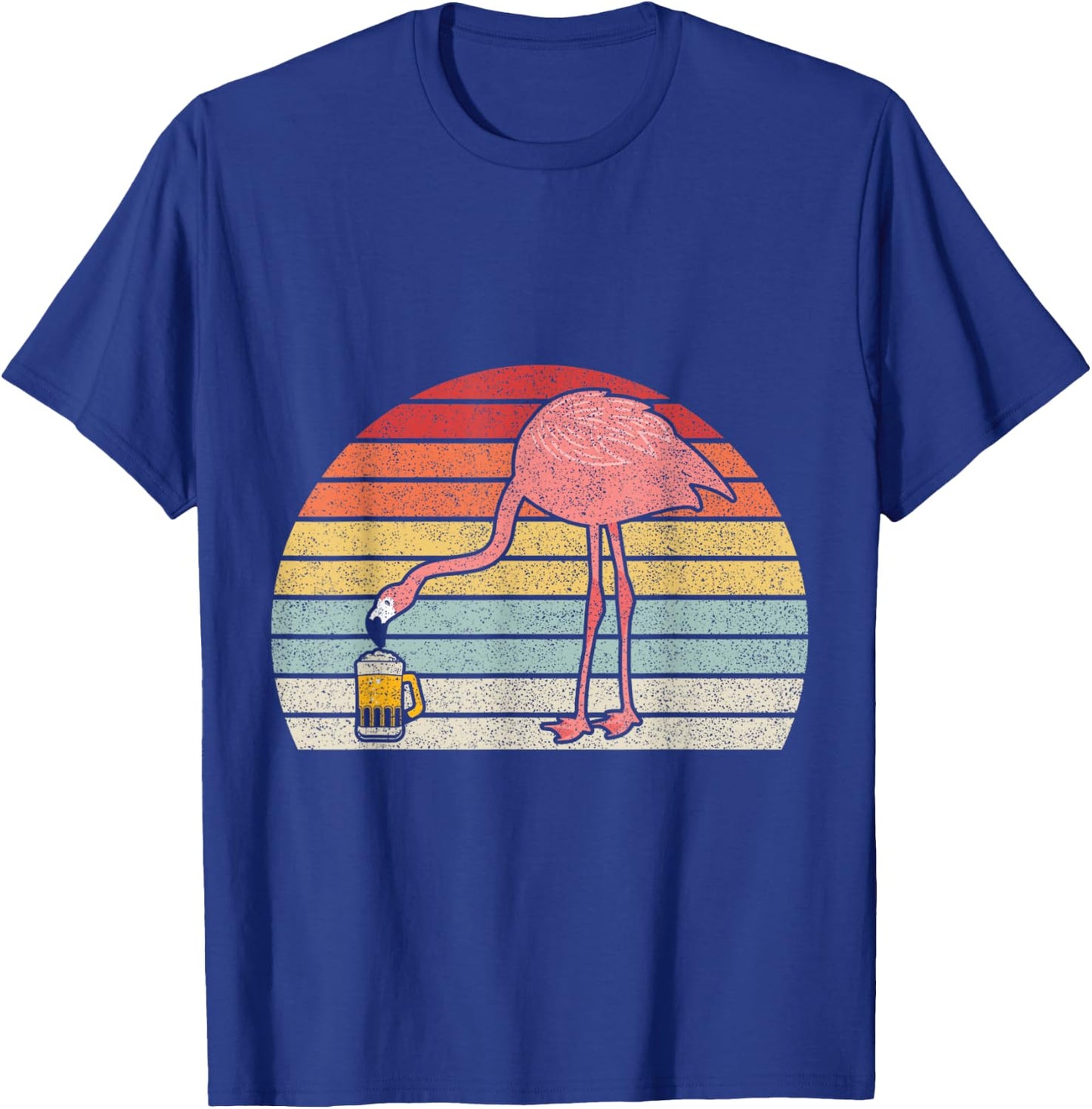 Retro Vintage Pink Flamingo Drinking Beer T-Shirt - T-Shirt | Royal