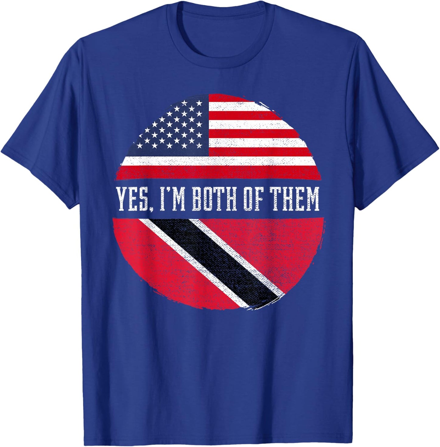 Half American Half Trinbagonian USA Flag Trinidad and Tobago T-Shirt - T-Shirt | Royal