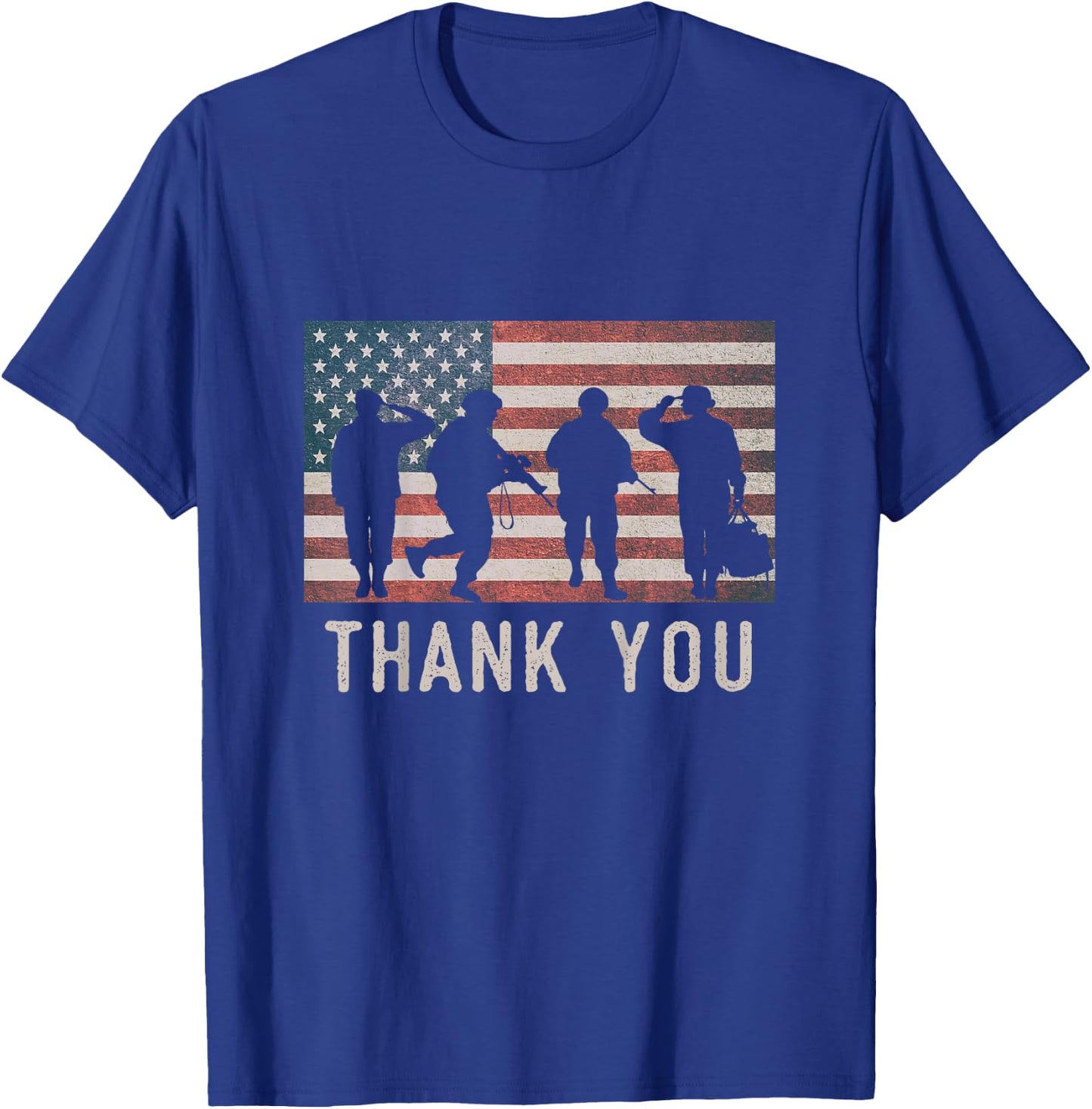 Thank You Veterans - American Flag & Military Silhouette kid T-Shirt - T-Shirt | Royal