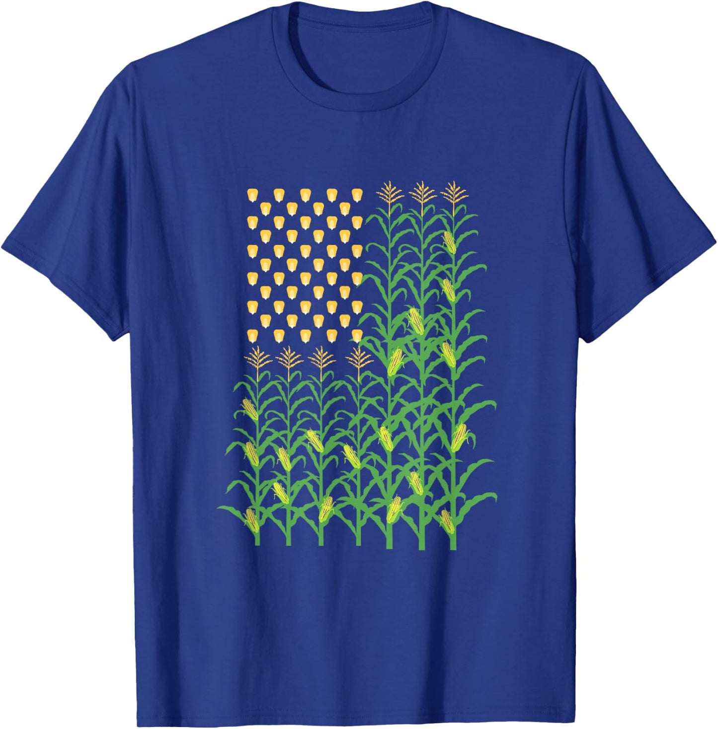 Corn Farmer - American Flag Crop Farmers Farm Farming Gift T-Shirt - T-Shirt | Royal
