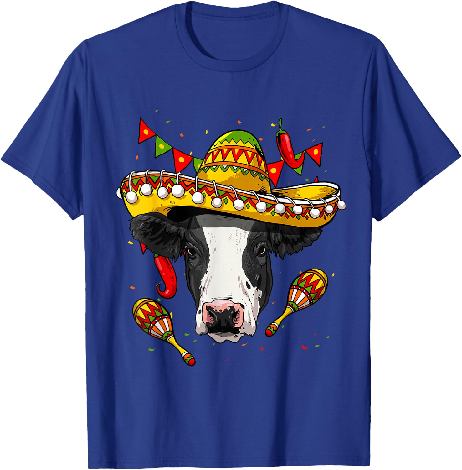 Cinco de Mayo Cow Mexican Lover Sombrero Cow T-Shirt - T-Shirt | Royal