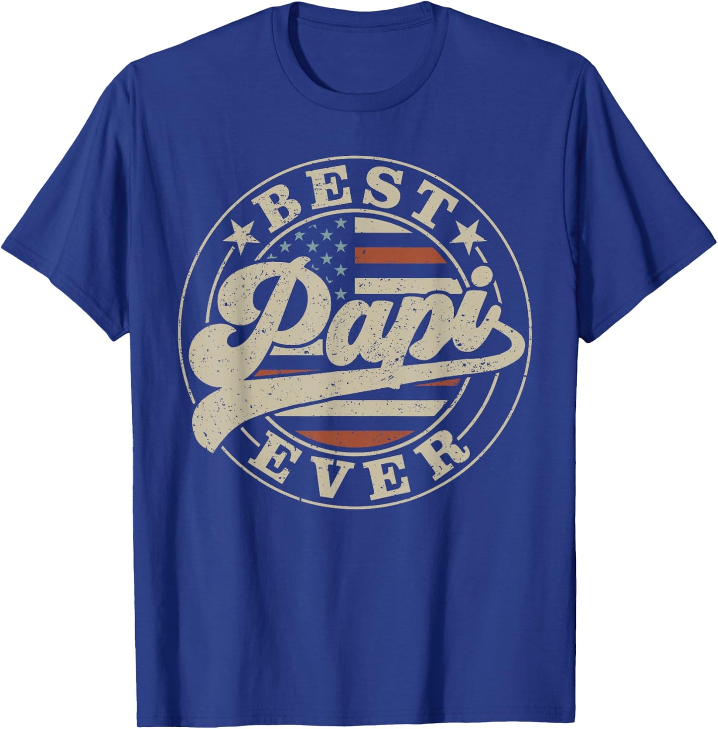 Best Papi Ever American US Flag Funny Father's Day T-Shirt - T-Shirt | Royal