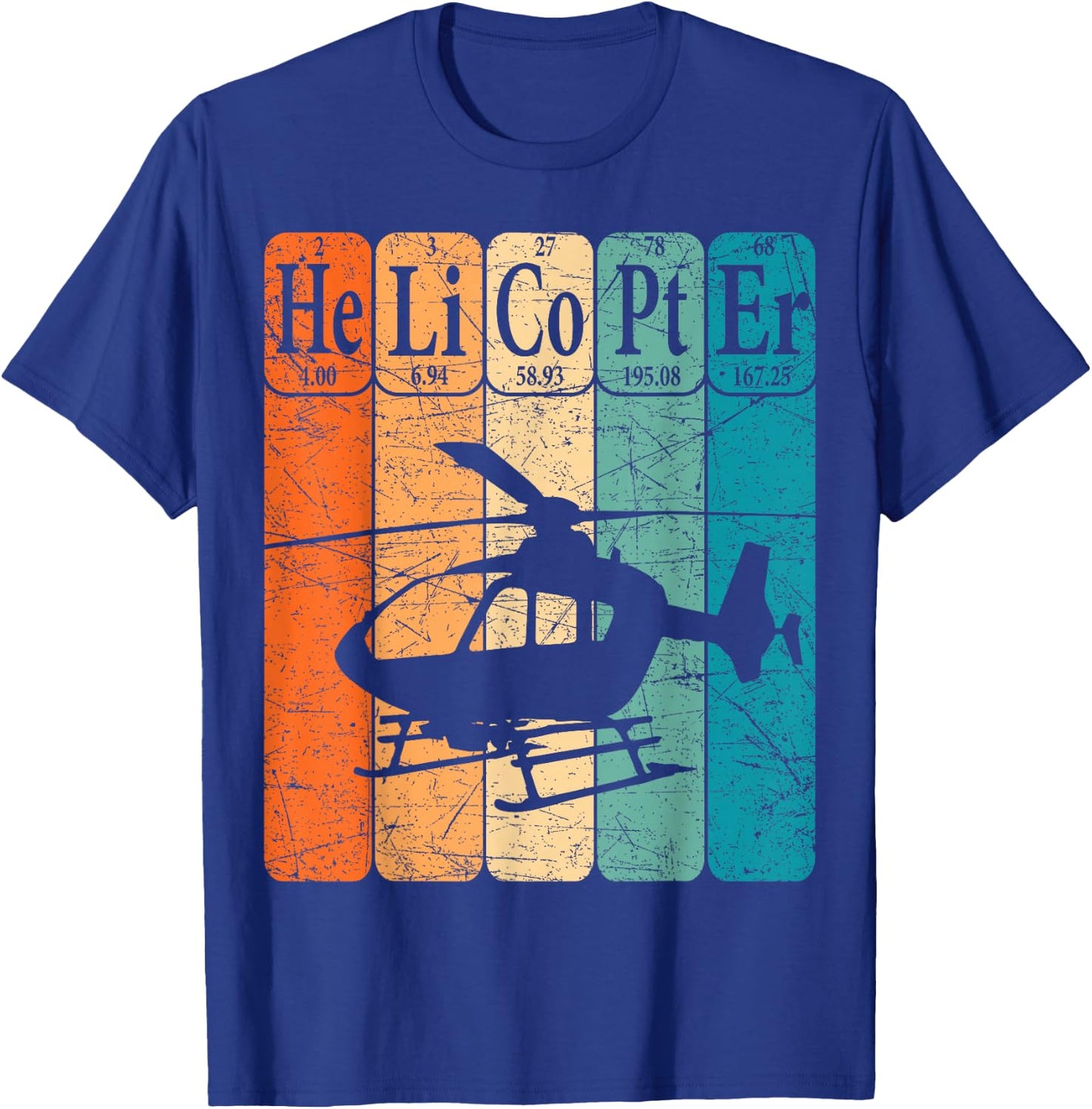 Helicopter Periodic Table Elements Aviation Helicopter Pilot T-Shirt - T-Shirt | Royal