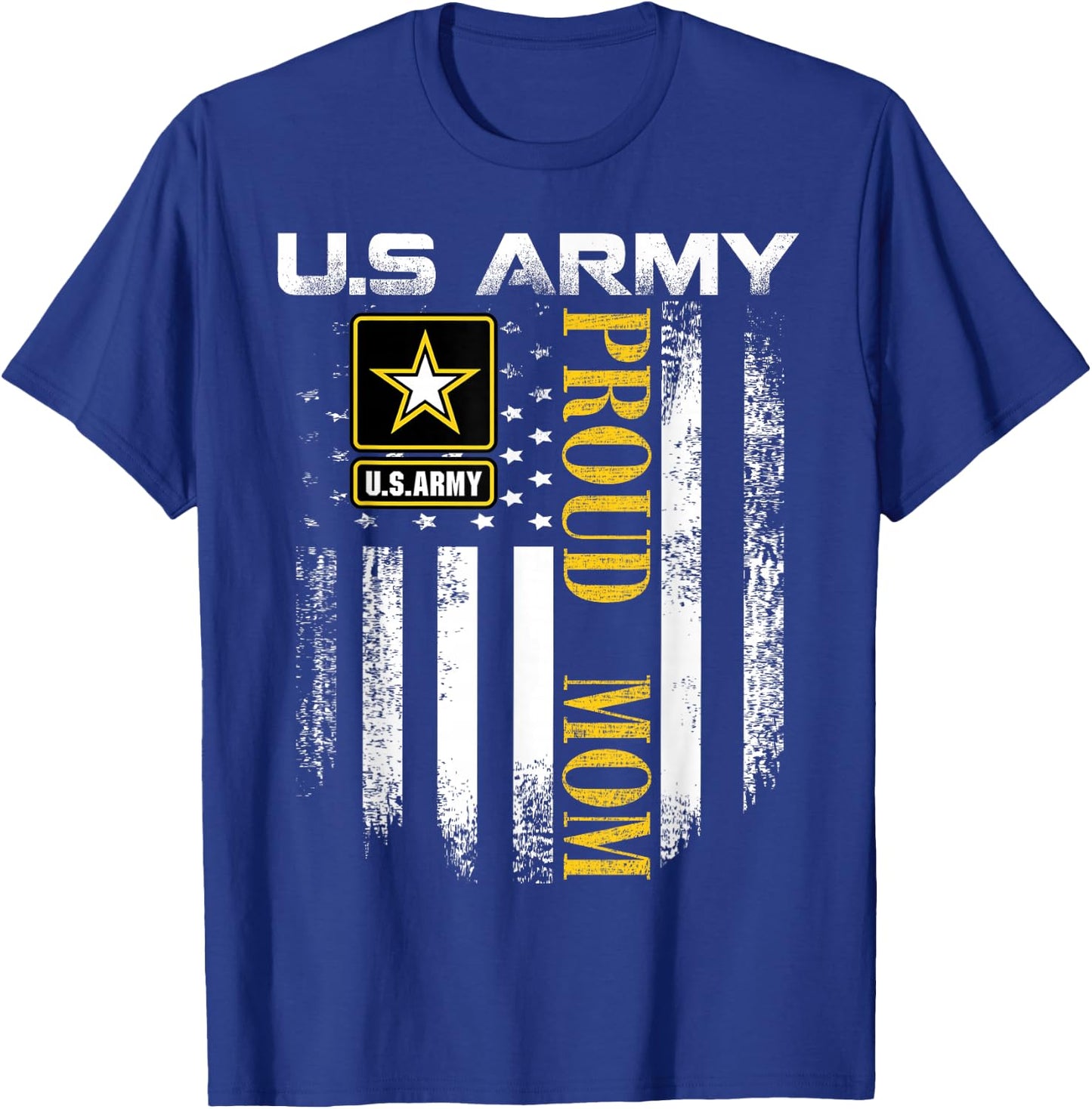 Vintage U.S. Army Proud Mom with American Flag Gift T-Shirt - T-Shirt | Royal