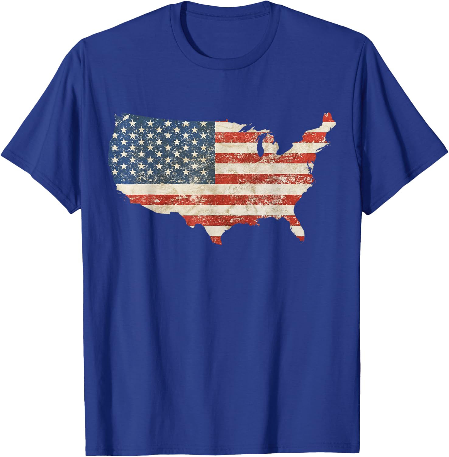 US Map Shaped Grunge Vintage Faded American Flag Kids Men T-Shirt - T-Shirt | Royal