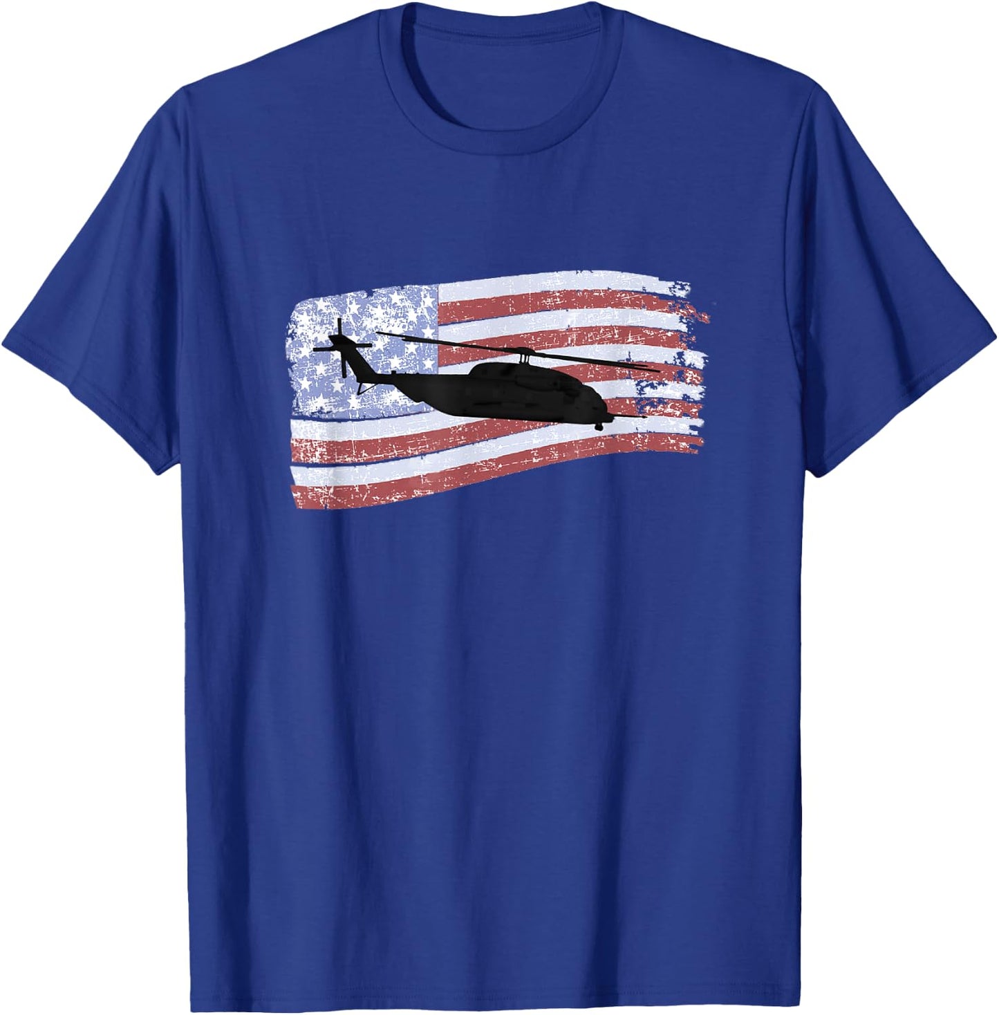 MH-53 Pave Low Helicopter Distressed US Flag T-Shirt - T-Shirt | Royal