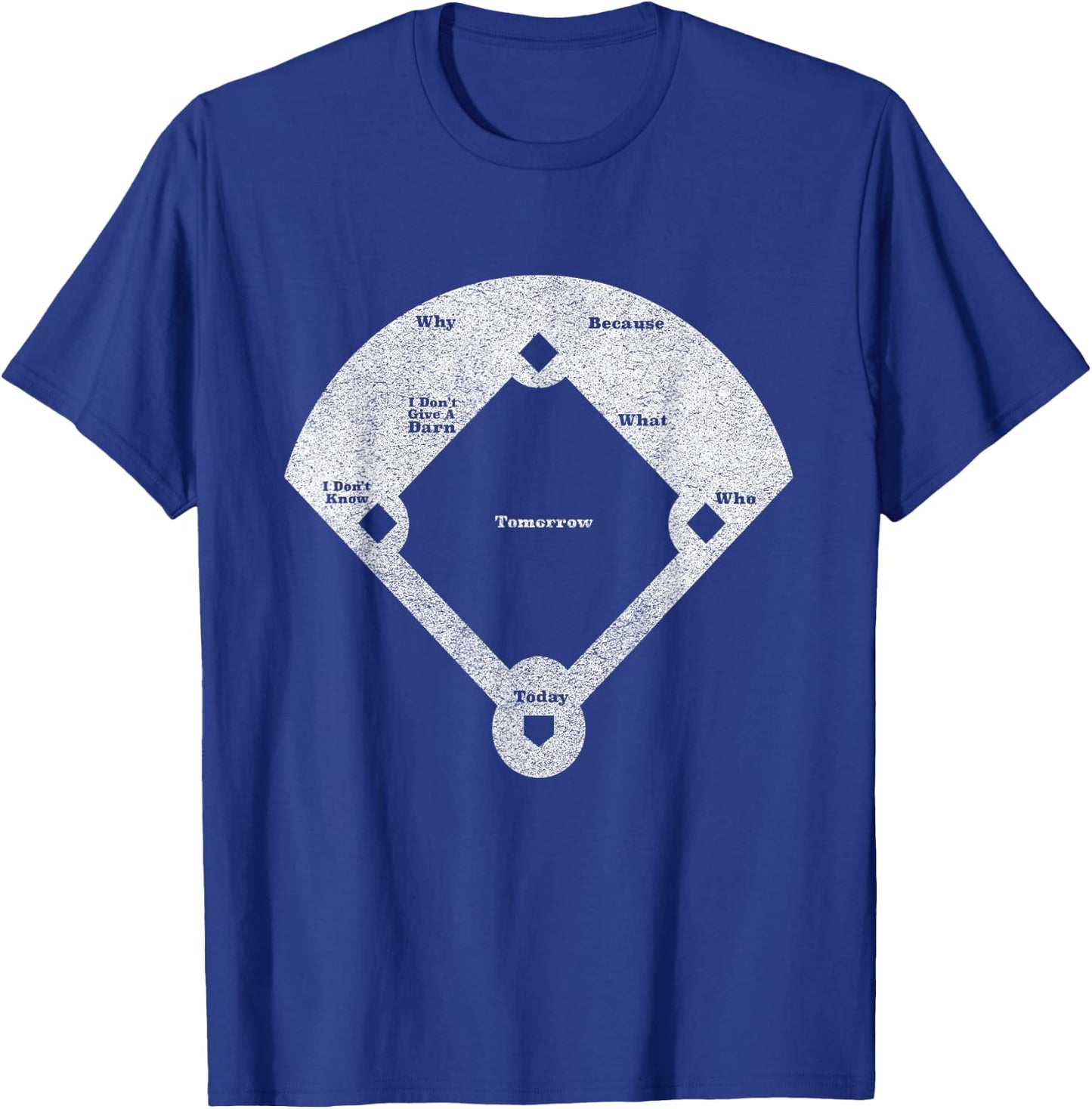 Funny Baseball Who's On First Distressed T-Shirt - T-Shirt | Royal