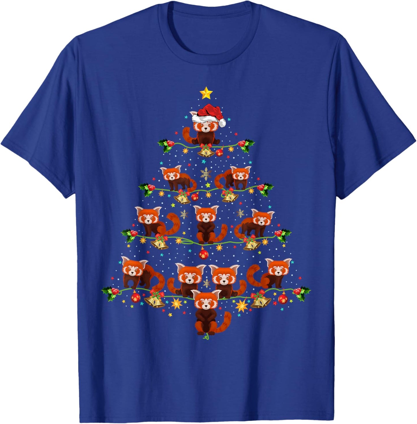 Red Panda Animal Xmas Tree Santa Hat Red Panda Christmas T-Shirt - T-Shirt | Royal