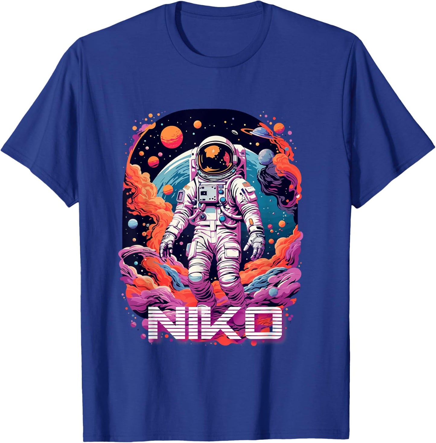 NIKO - Cute Boy Name with cool Astronaut T-Shirt - T-Shirt | Royal