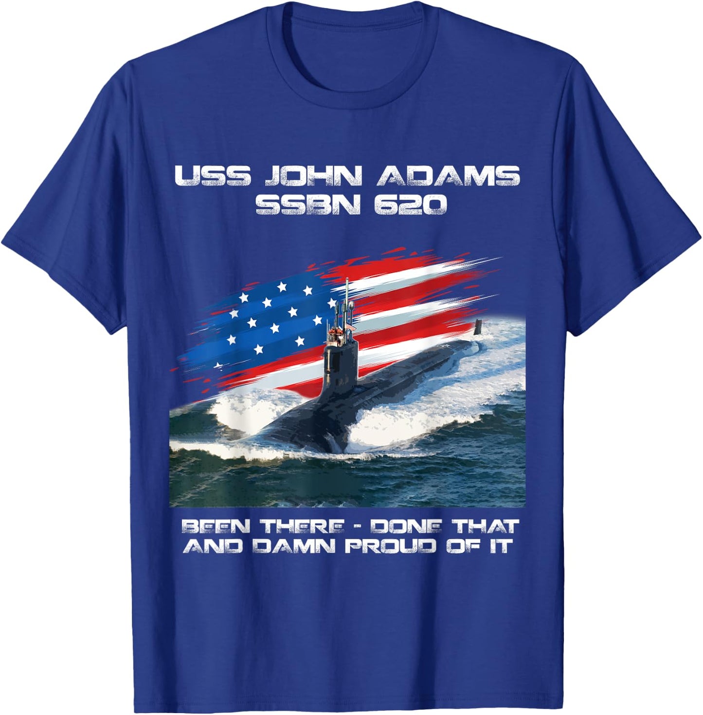 USS John Adams SSBN-620 American Flag Submarine Veteran Xmas Men T-Shirt - T-Shirt | Royal