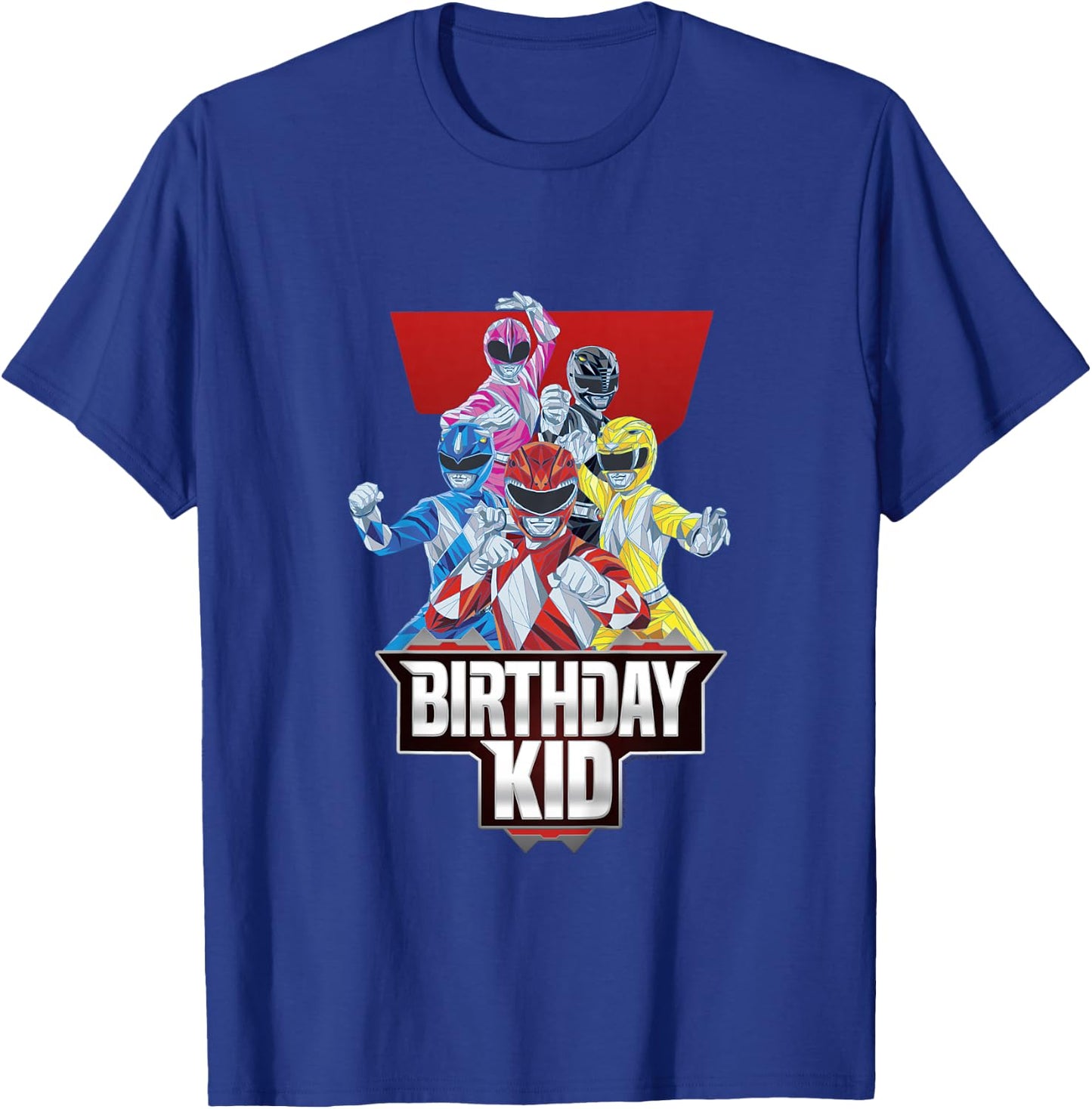 Power Rangers Birthday Kid Mighty Morphin' Group Shot Youth T-Shirt - T-Shirt | Royal