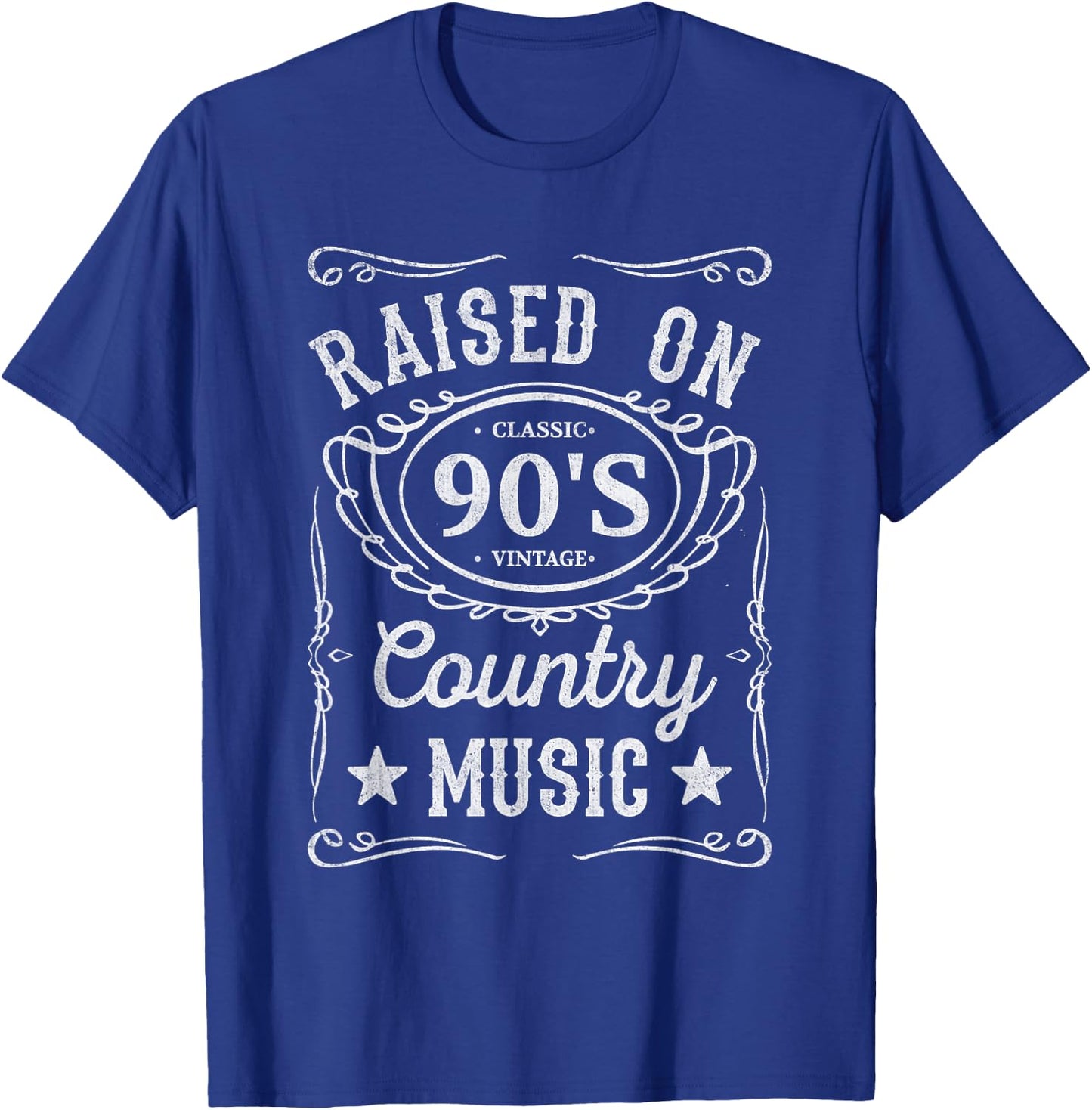 Raised On 90's Country Music Vintage Funny Retro Southern T-Shirt - T-Shirt | Royal