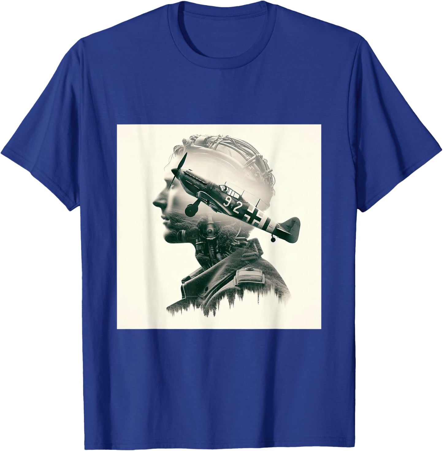 Aviation Legacy Silhouette Vintage Aircraft Enthusiast Art T-Shirt - T-Shirt | Royal